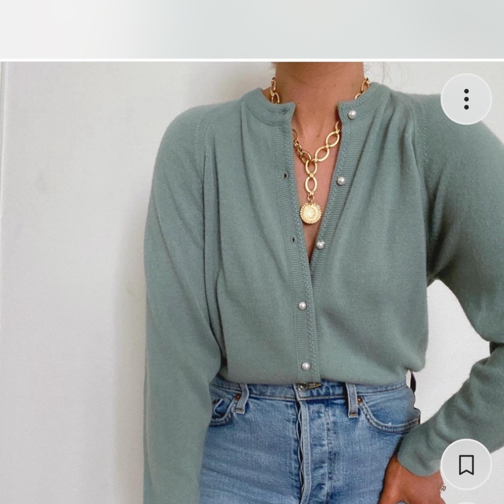 Vintage teal cardigan with pearl buttons